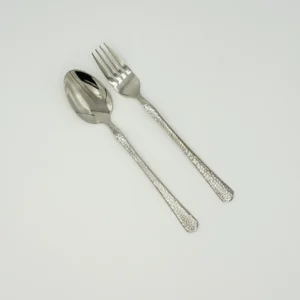 12-Piece Hammered Stainless Steel Flatware Set – Includes 6 Spoons & 6 Forks