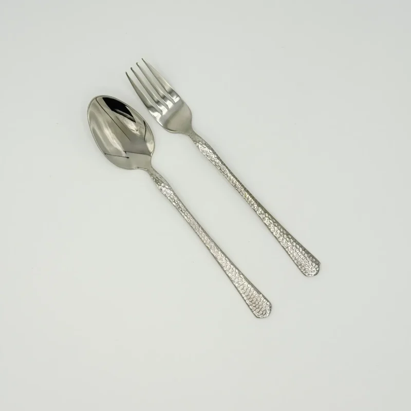 12-Piece Hammered Stainless Steel Flatware Set – Includes 6 Spoons & 6 Forks
