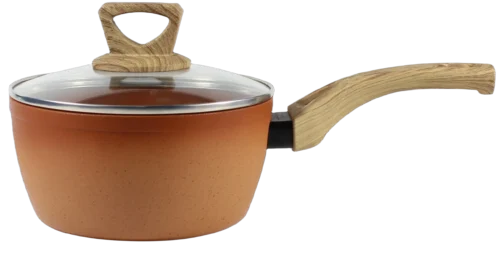18cm Non-Stick Gradient Pink Saucepan with Wooden Handle