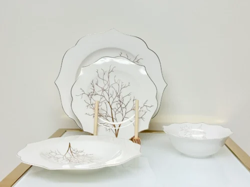 24-piece tree branch porcelain dinnerware set