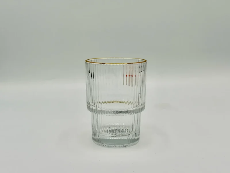 6-Piece Ribbed Glass Tumbler Set with Gold Rim - 6.5oz (193ml)