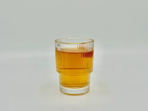 6-Piece Ribbed Glass Tumbler Set with Gold Rim - 6.5oz (193ml)