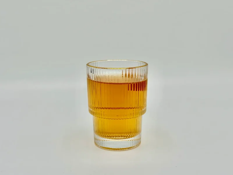 6-Piece Ribbed Glass Tumbler Set with Gold Rim - 6.5oz (193ml)