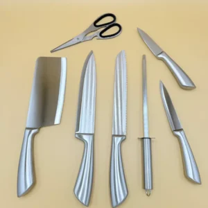 Modern Stainless Steel Knife Set with Acrylic Stand - 8 Piece Kitchen Block Collection