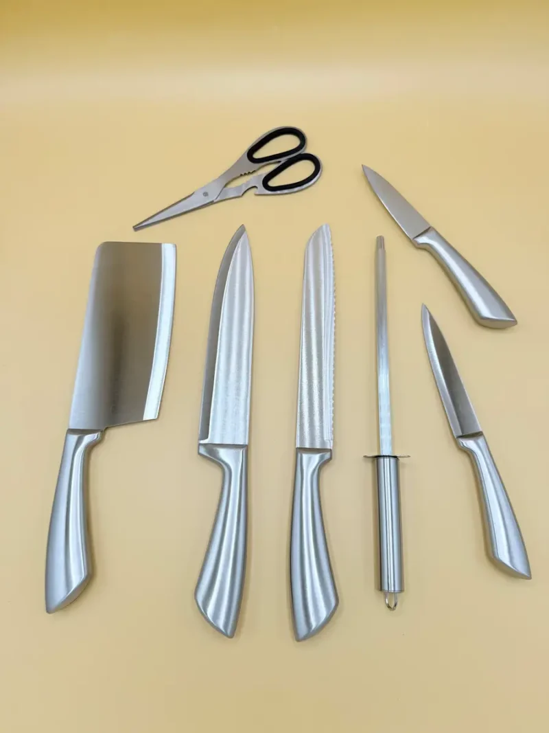 Modern Stainless Steel Knife Set with Acrylic Stand - 8 Piece Kitchen Block Collection