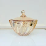 Amber Glass Serving Bowl with Lid