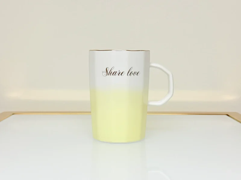 Ceramic Mug with Gradient Finish and Love Quote - “Share Love” & “Sweet Love” Mugs (Green, Blue, Pink, Yellow)