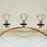 crystal glass triple candle holder