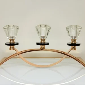 crystal glass triple candle holder