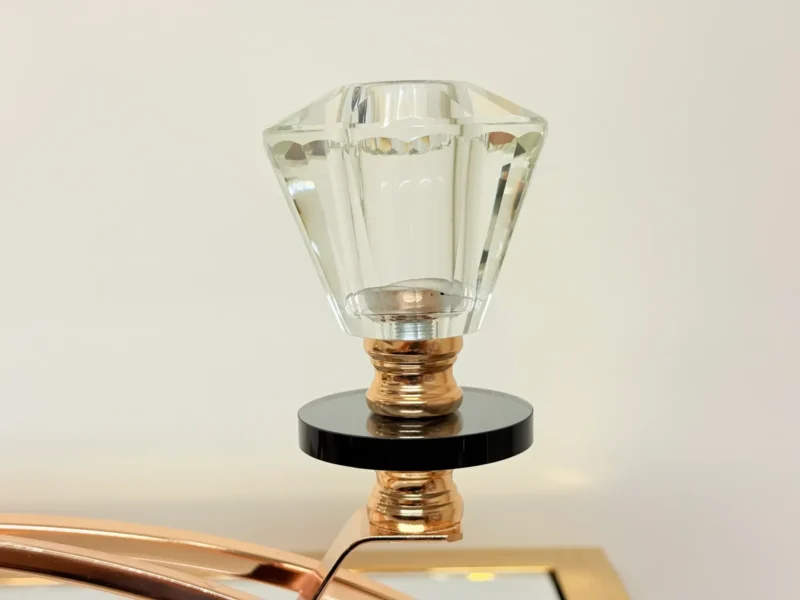 Crystal Glass Triple Candle Holder - Elegant Arch Design with Gold Base
