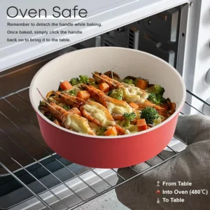 Red Detachable Handle Cookware Set with Pots, Pans & Lids