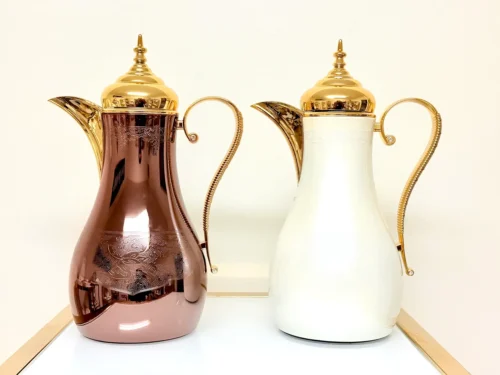 Elegant Thermal Coffee Carafe with Gold Handle