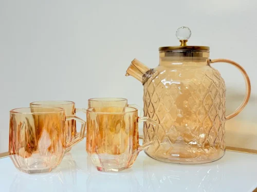 glass pitcher and cup set