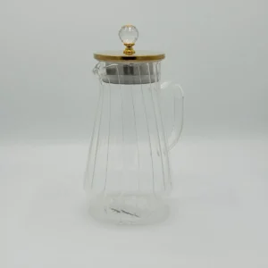 Glass Pitcher Jug Set with Lid, 4 Water Glasses, and Serving Tray