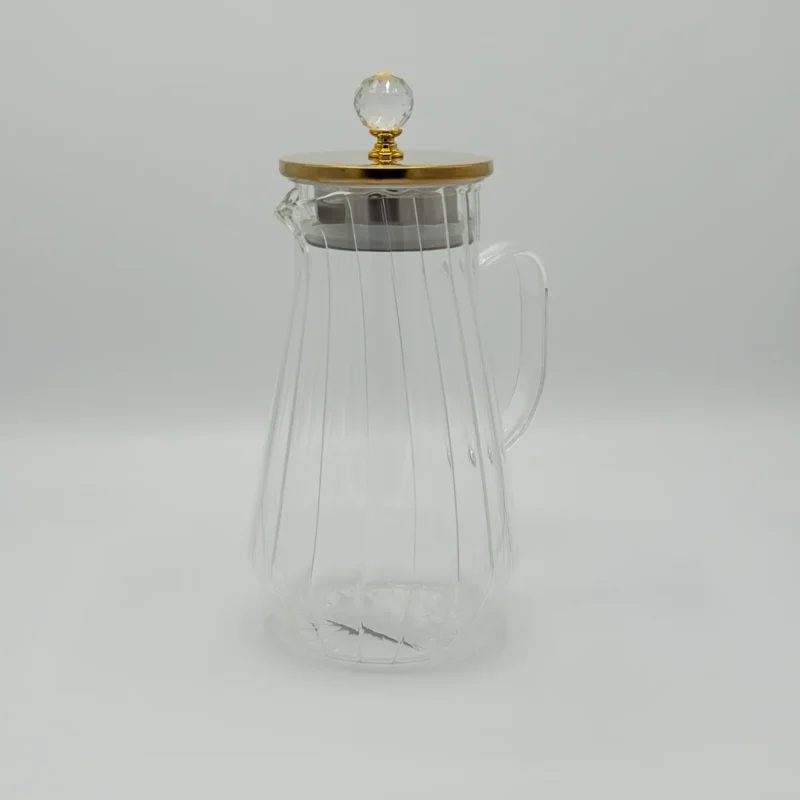 Glass Pitcher Jug Set with Lid, 4 Water Glasses, and Serving Tray