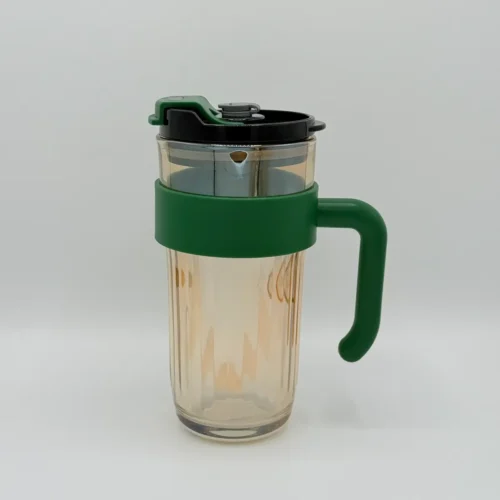 Glass Tumbler with Handle and Lid – Reusable Drinking Cup for Hot & Cold Beverages, Straw-Friendly, Leak-Proof Travel Mug