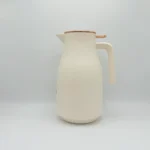 Insulated Thermal Carafe - 68 oz (2L) with Easy-Press Lid and Ergonomic Handle (Cream, Brown)
