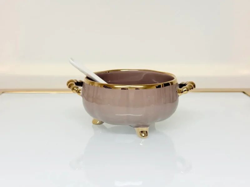 Luxury Ceramic Soup Bowl Set with Stand and Spoons - 15 Piece Serving Set (Black, Cream, Mocha, White)