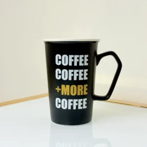 Printed Quote Coffee Mug Set - 4 Pack Black & White Mugs (13 oz)