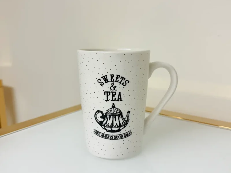 Set of 4 Ceramic Tea Mugs with Quotes 12 fl oz