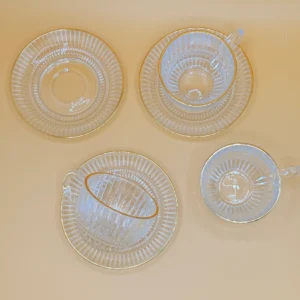 Transparent Glass Tea Cups with Matching Saucers Set - Set of 12