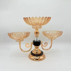 Gold Bicycle Glass Bowl Stand - 2-Piece Decorative Serveware for Snacks or Sweets