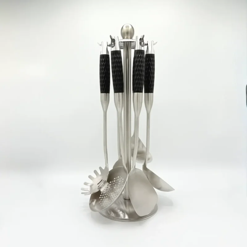 7-Piece Stainless Steel Cooking Utensil Set with Stand