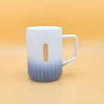 Ceramic Mug with Ombre Gradient - Ribbed Coffee & Tea Mug (Green, Blue, Red, Brown)