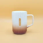 Ceramic Mug with Ombre Gradient - Ribbed Coffee & Tea Mug (Green, Blue, Red, Brown)