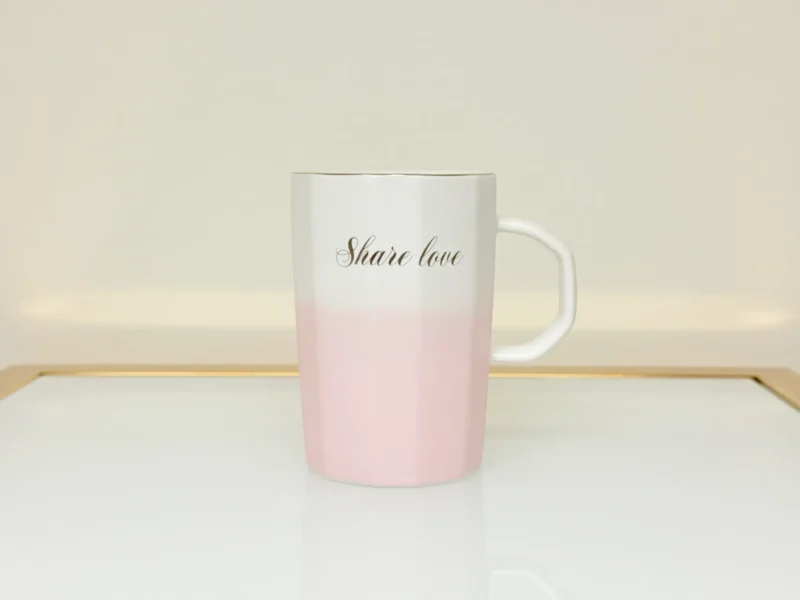 Ceramic Mug with Gradient Finish and Love Quote - “Share Love” & “Sweet Love” Mugs (Green, Blue, Pink, Yellow)