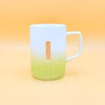 Ceramic Mug with Ombre Gradient - Ribbed Coffee & Tea Mug (Green, Blue, Red, Brown)