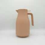 Insulated Thermal Carafe - 68 oz (2L) with Easy-Press Lid and Ergonomic Handle (Cream, Brown)