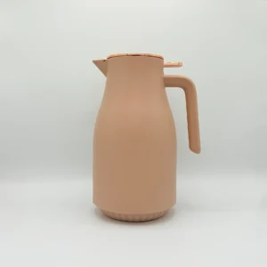 Insulated Thermal Carafe - 68 oz (2L) with Easy-Press Lid and Ergonomic Handle (Cream, Brown)