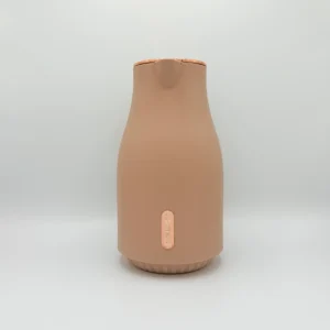 Insulated Thermal Carafe - 68 oz (2L) with Easy-Press Lid and Ergonomic Handle (Cream, Brown)