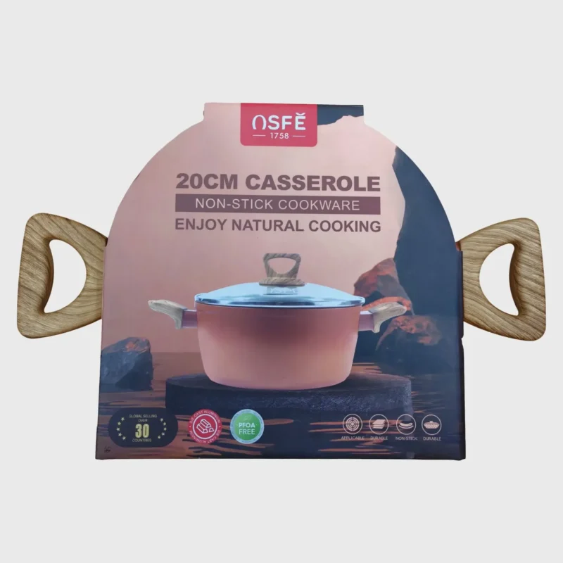 Non-Stick Gradient Pink Casserole with Lid – 8 in or 9.5 in