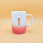Ceramic Mug with Ombre Gradient - Ribbed Coffee & Tea Mug (Green, Blue, Red, Brown)