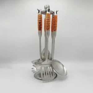 7-Piece Stainless Steel Cooking Utensil Set with Stand