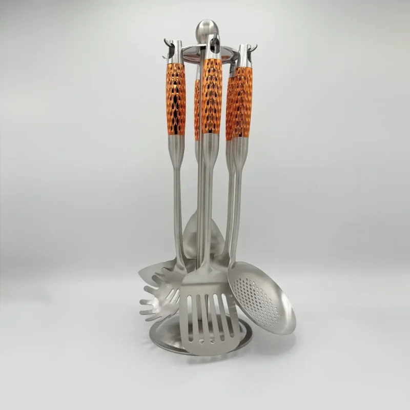 7-Piece Stainless Steel Cooking Utensil Set with Stand