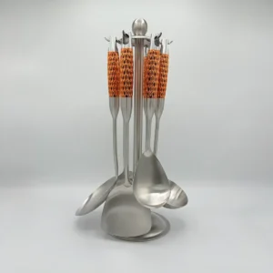 7-Piece Stainless Steel Cooking Utensil Set with Stand