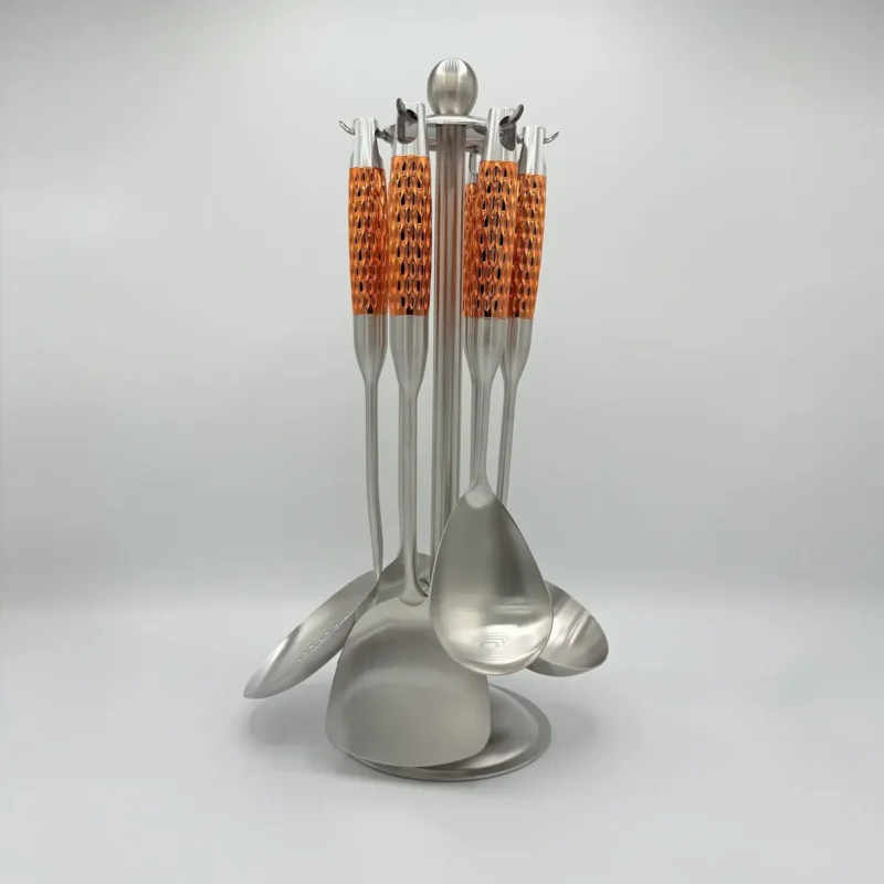 7-Piece Stainless Steel Cooking Utensil Set with Stand