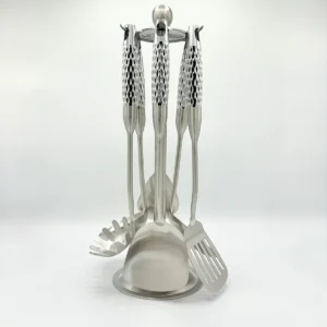 7-Piece Stainless Steel Cooking Utensil Set with Stand