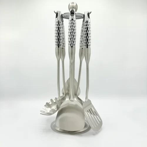 7-Piece Stainless Steel Cooking Utensil Set with Stand