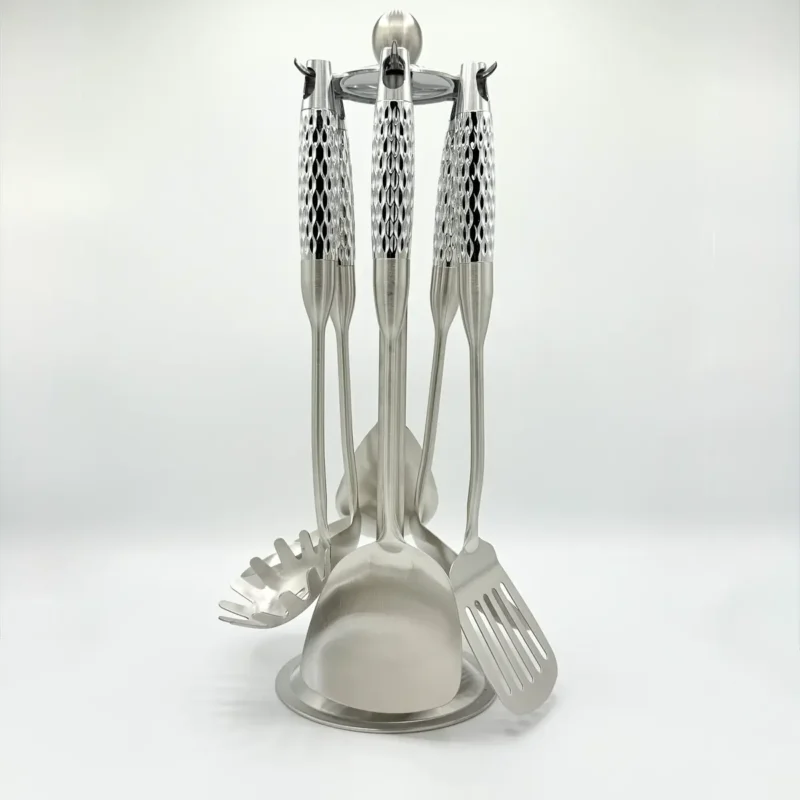 7-Piece Stainless Steel Cooking Utensil Set with Stand