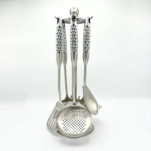 7-Piece Stainless Steel Cooking Utensil Set with Stand