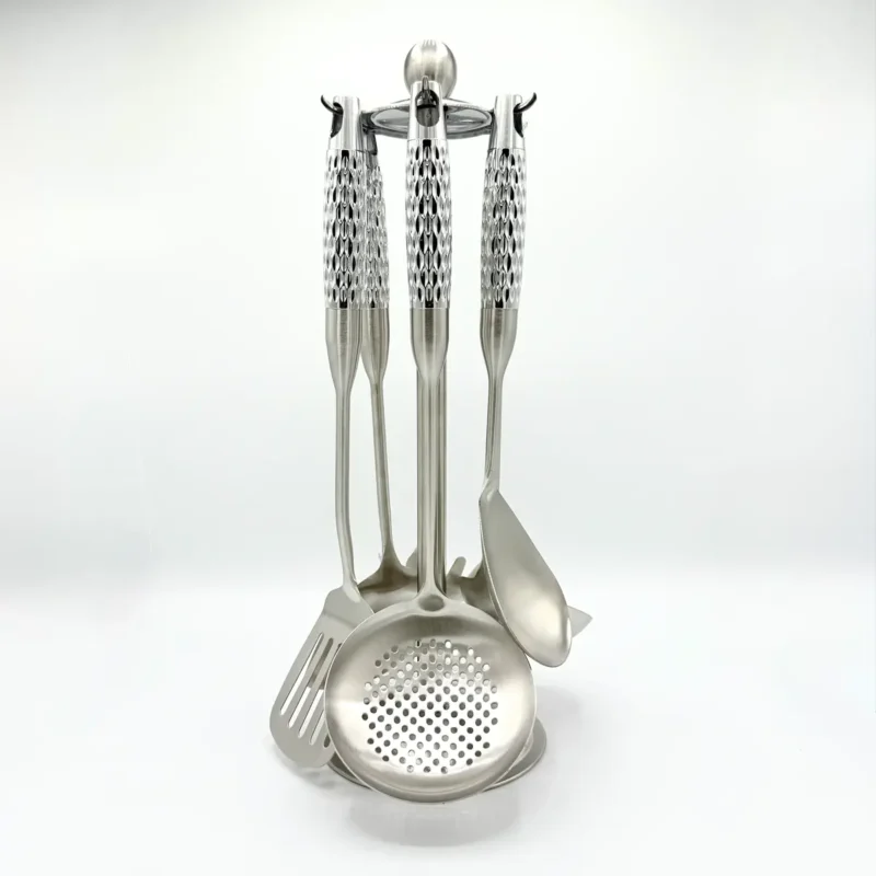 7-Piece Stainless Steel Cooking Utensil Set with Stand