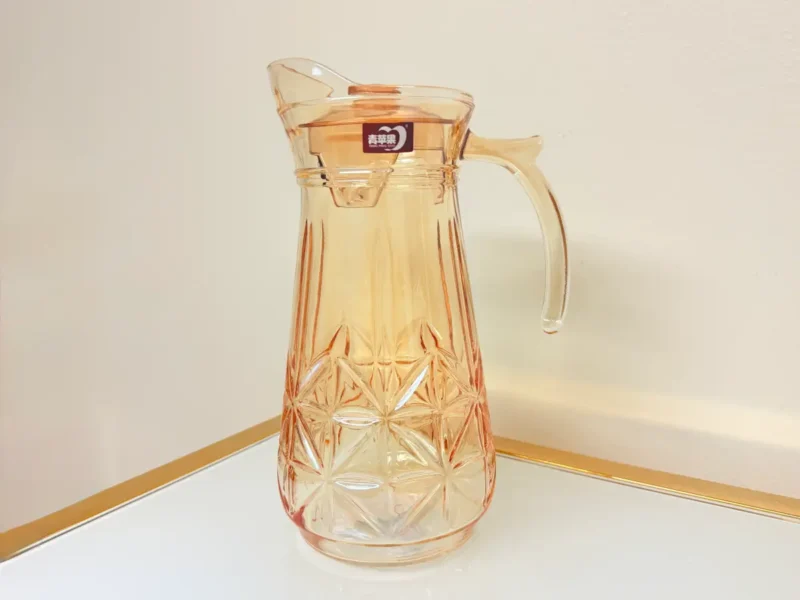Glass Pitcher Set with Glasses - 57.5oz Pitcher + Six 9.4oz Glasses - Amber or Clear