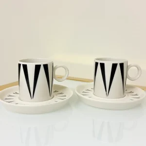 Set of 2 Espresso Cups With Saucers 3 fl oz - 4 Design Options