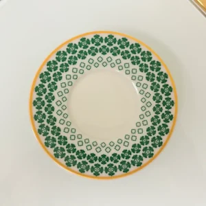 Set of 2 Patterned Espresso Cups With Saucers 3 fl oz