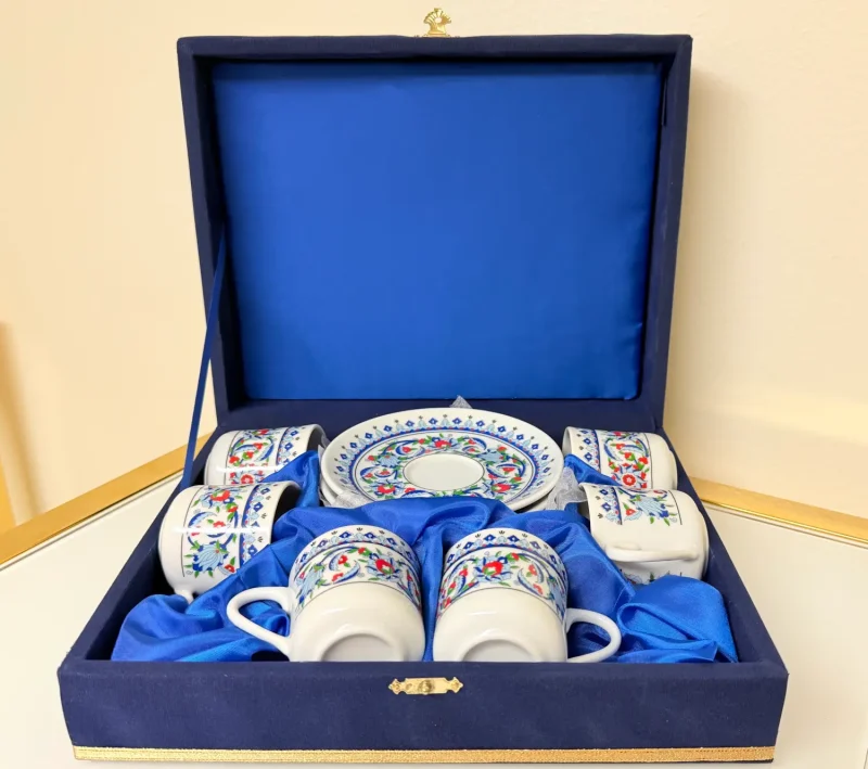 Set of 6 Turkish Coffee Cups Ornate Floral Design 3 fl oz