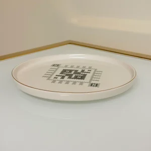 Set of 27 Turkish Porcelain Dinnerware Set with Kilim Pattern, Geometric Design Plates, Bowls & Serving Trays